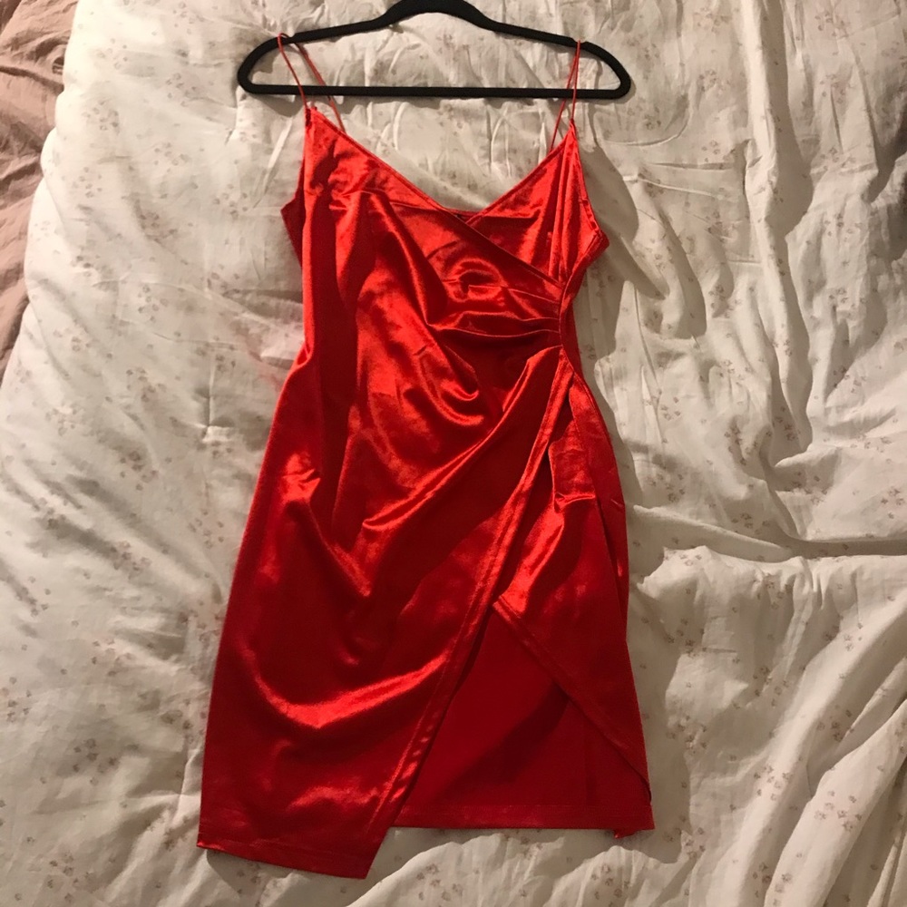 Sexy Red Dress with Thigh Slit